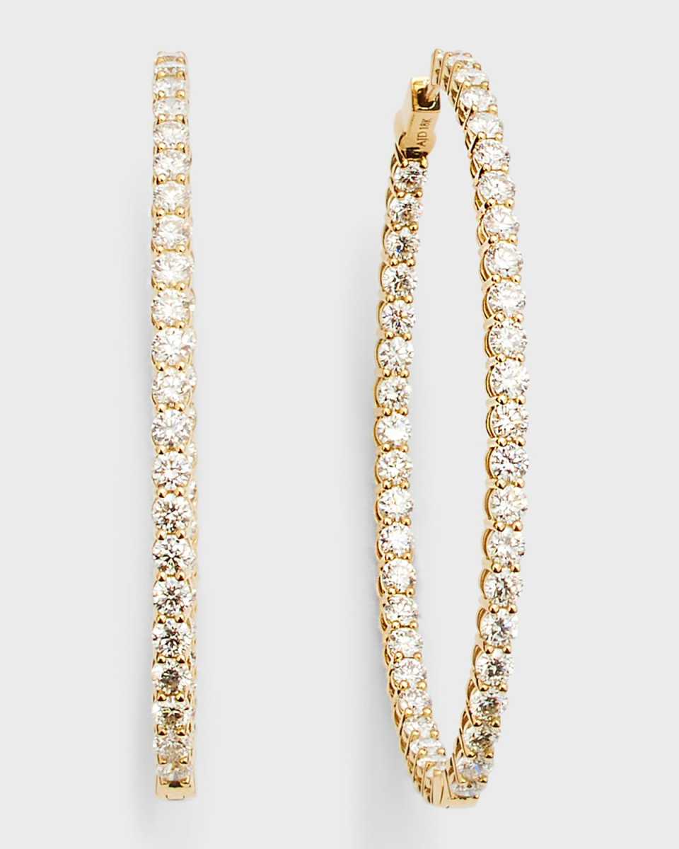 18K Yellow Gold Large Oval-Shape Round Diamond GH/SI Hoop Earrings, 2"L, 6.45tcw