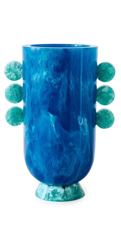 Jonathan Adler Mustique Ripple Resin Vase Blu
