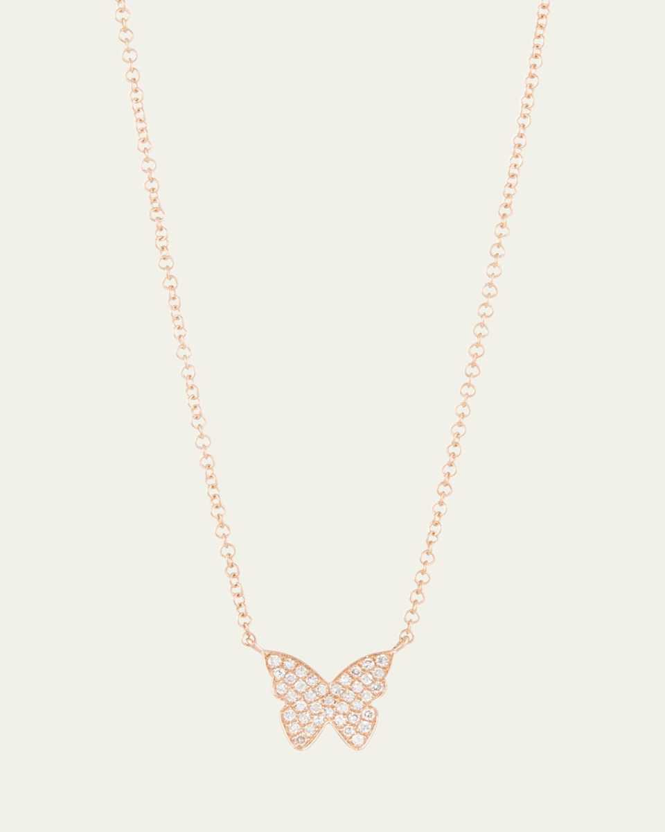 14k Rose Gold Diamond Butterfly Necklace