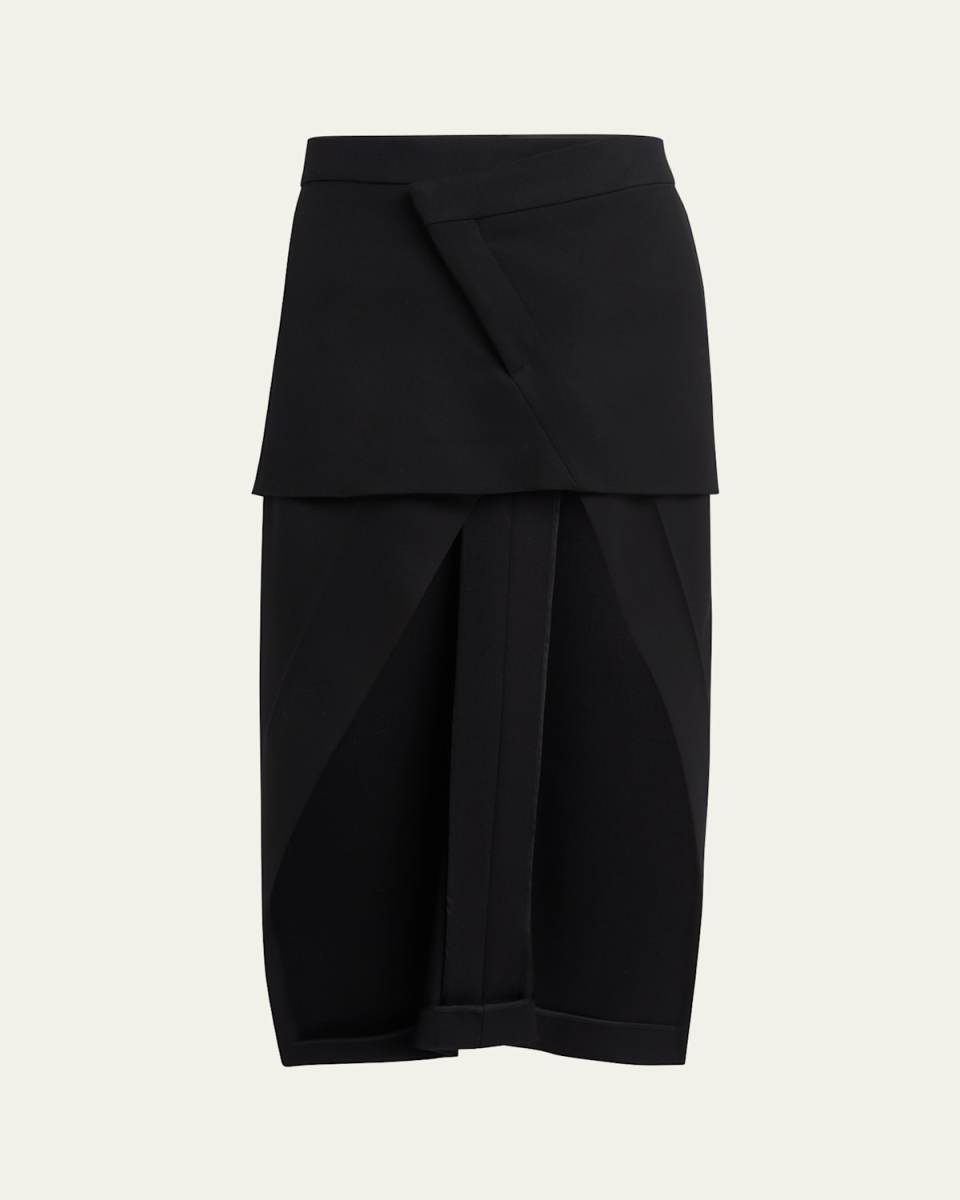Layered High Low Wool Skirt