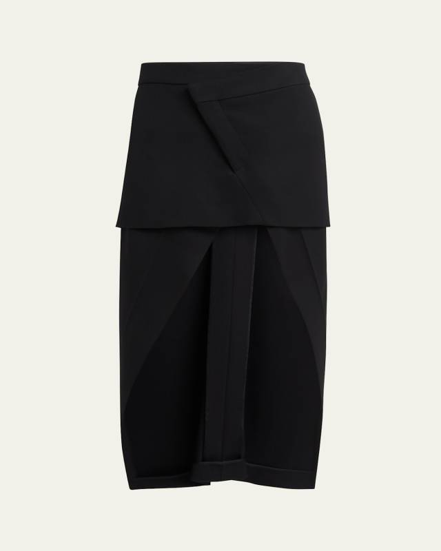 Layered High Low Wool Skirt