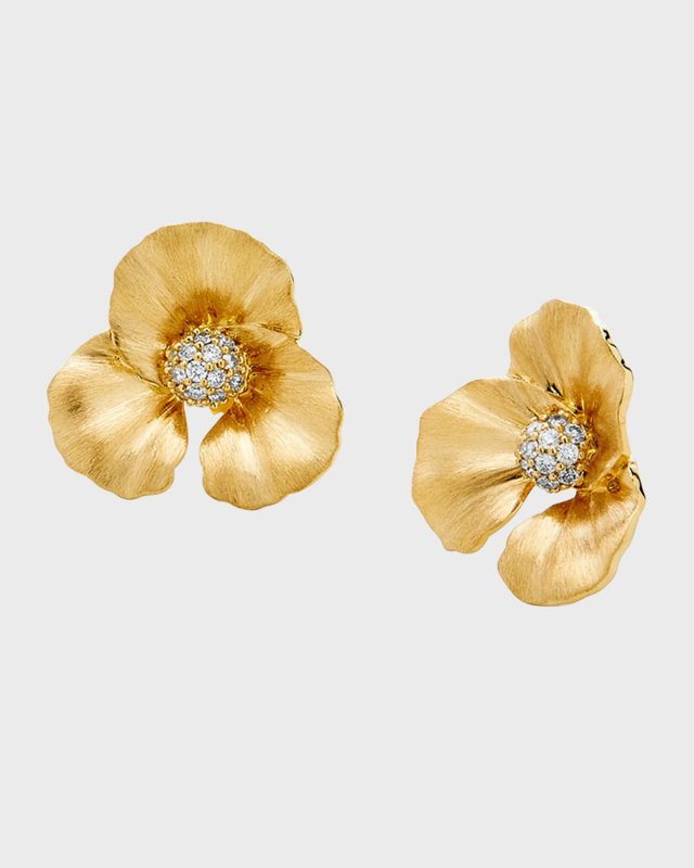 Diamond Flower Stud Earrings