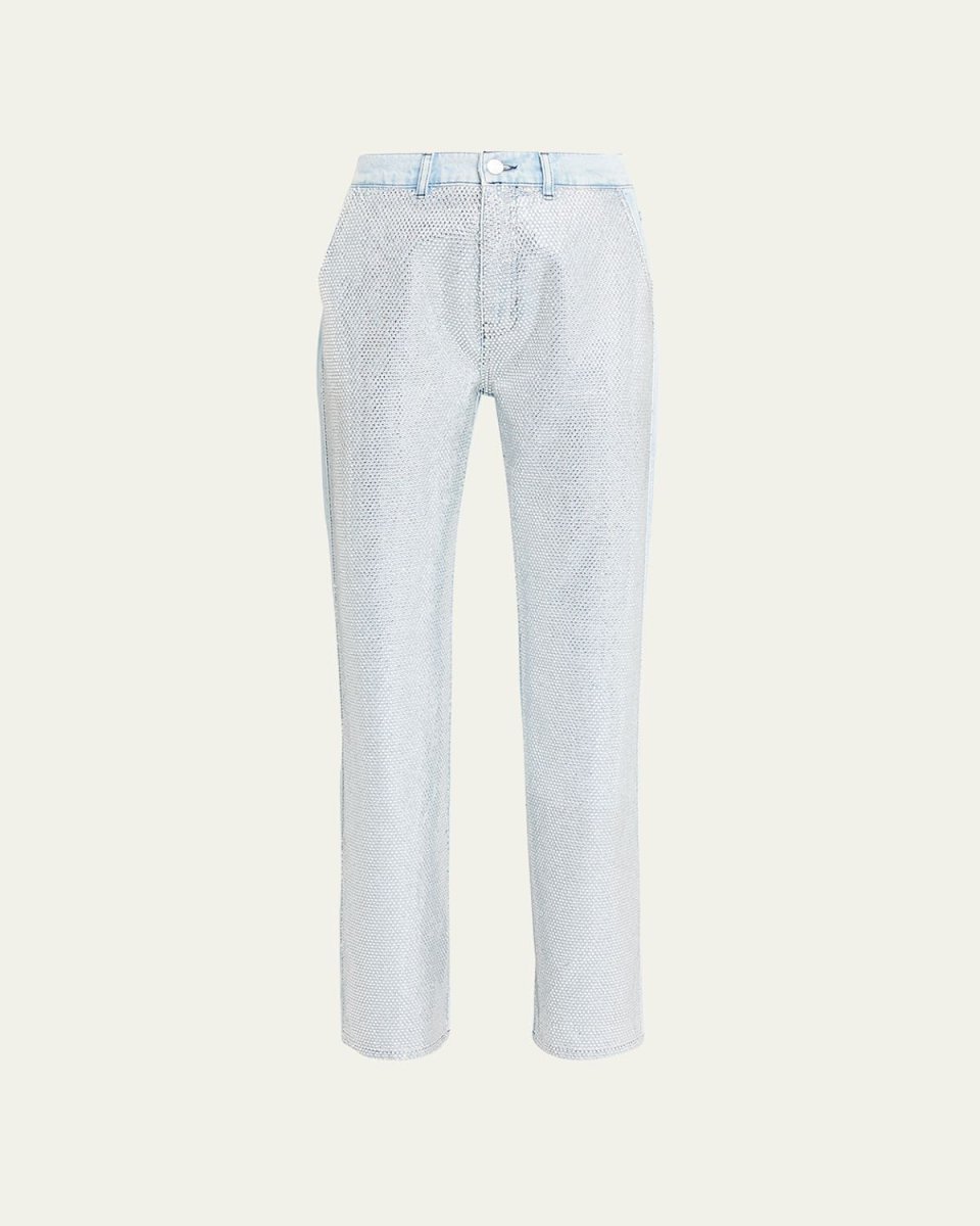 Le Jane High Rise Straight Rhinestone Jeans