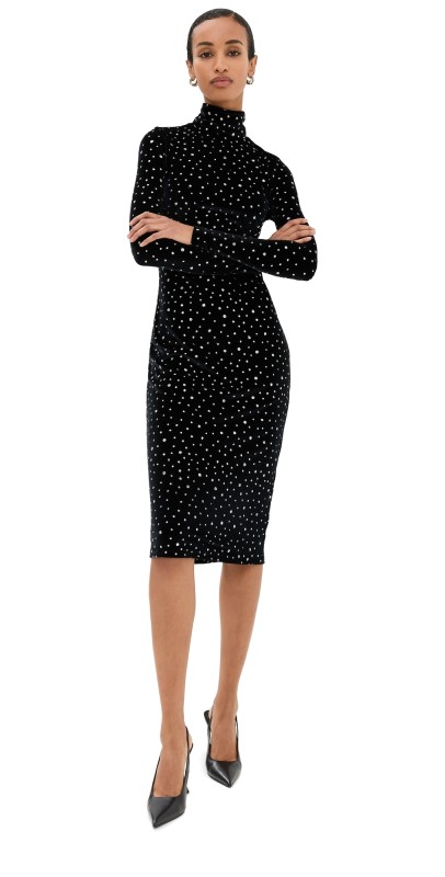 Prabal Gurung Velvet Turtleneck Dress Black/Silver