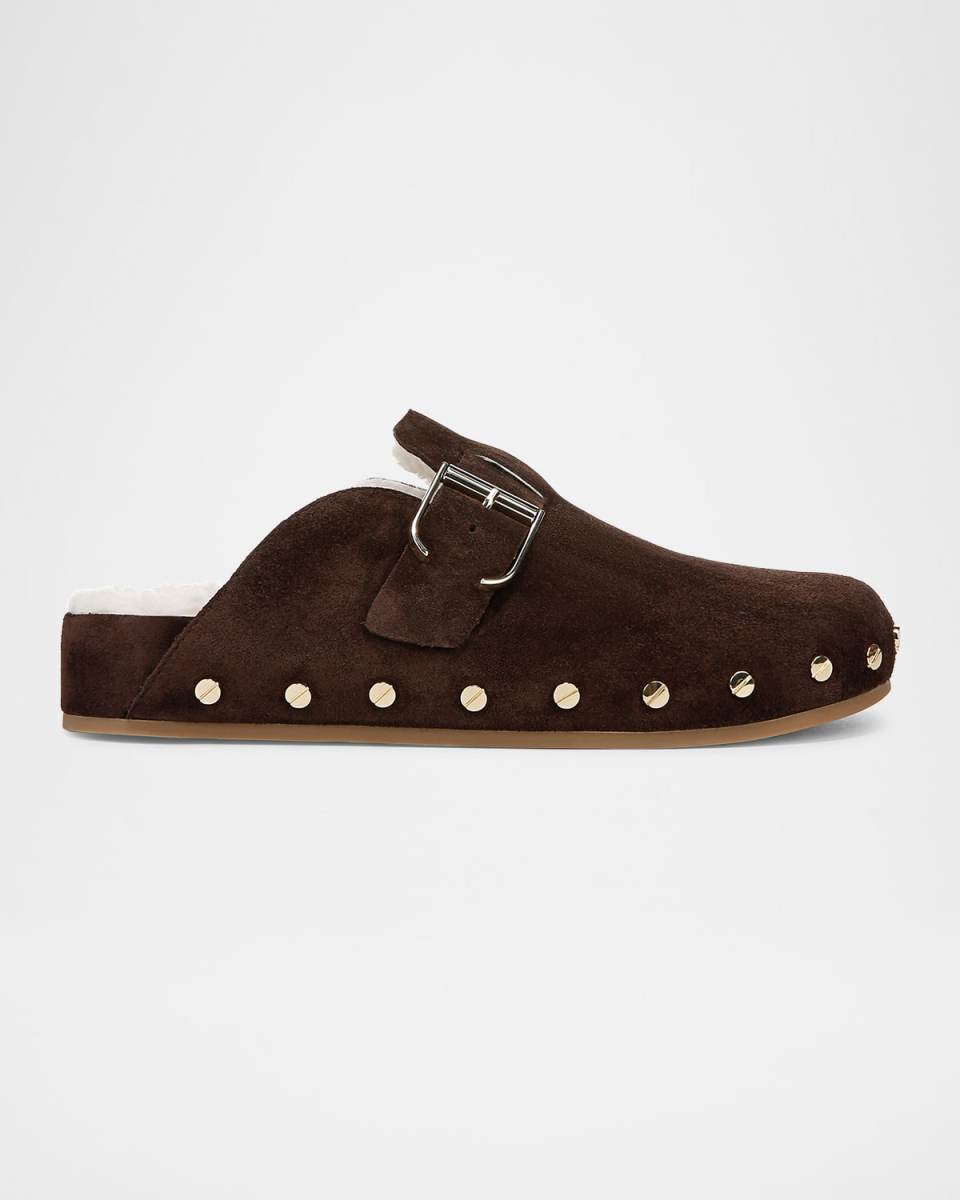 Fern Suede Buckle Cozy Loafer Clogs