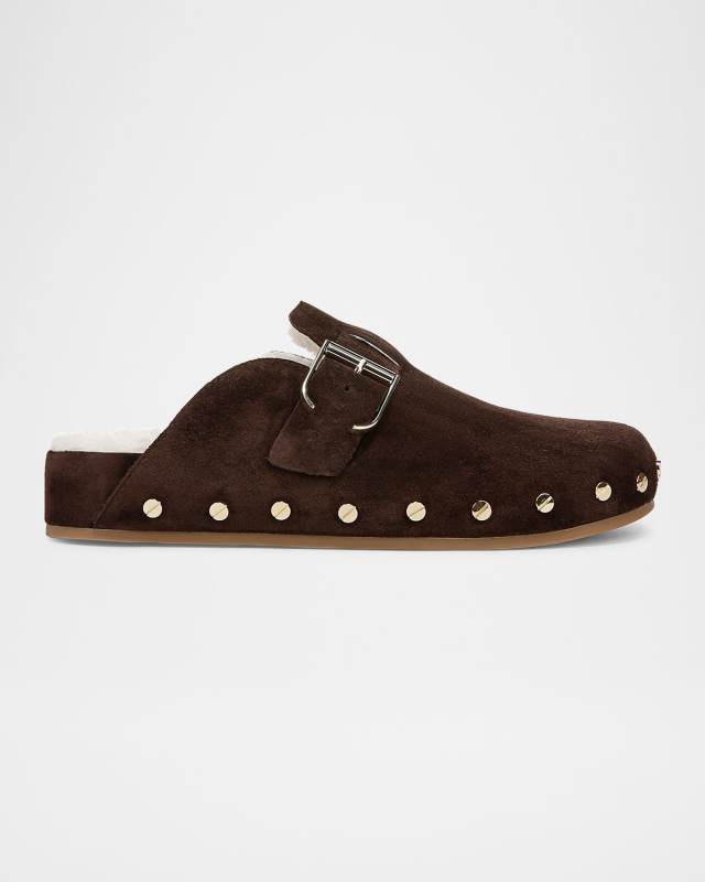 Fern Suede Buckle Cozy Loafer Clogs
