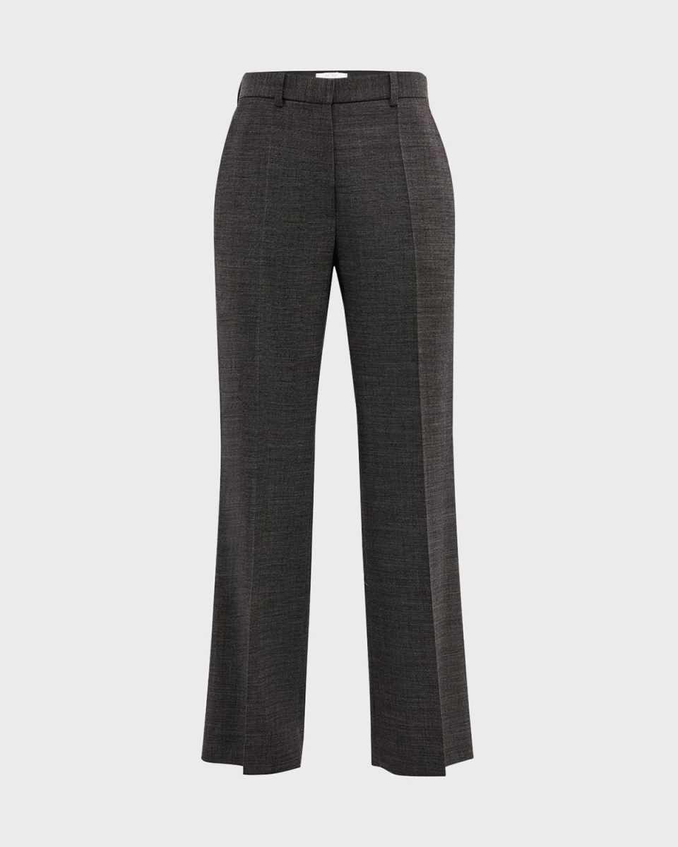 Gandal Mid-Rise Heathered Crepe Wide-Leg Pants