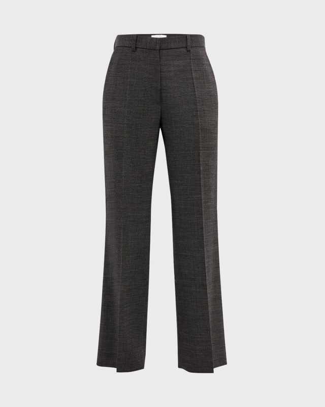 Gandal Mid-Rise Heathered Crepe Wide-Leg Pants