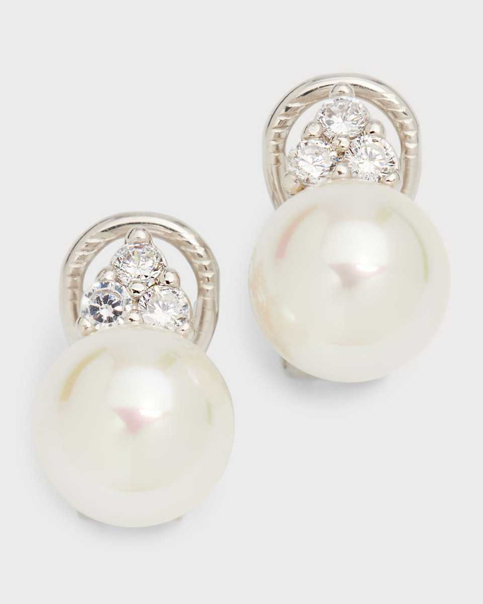 Selene Cubic Zirconia Trio and Pearl Omega Earrings