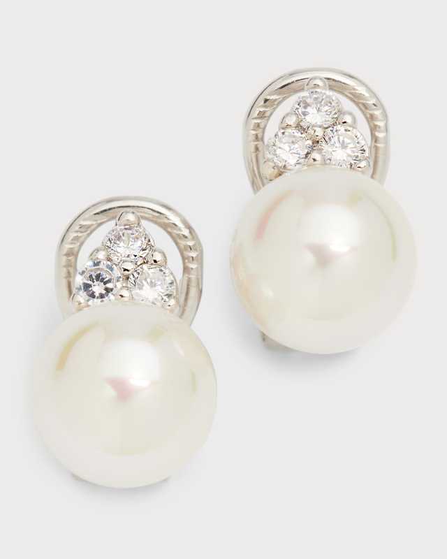 Selene Cubic Zirconia Trio and Pearl Omega Earrings
