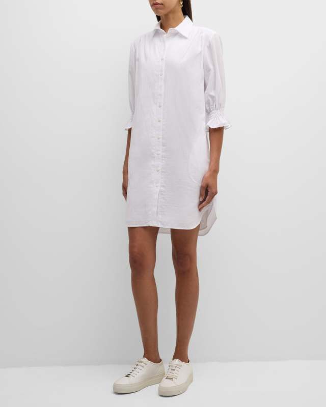 Miller Eyelet Striped Midi Shirtdress