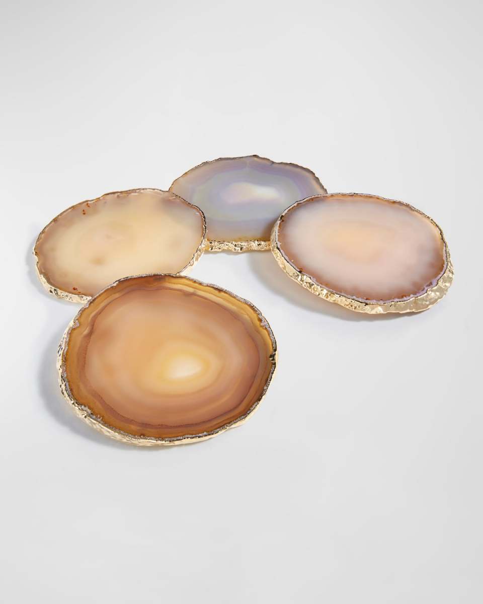 Agate & Gold Coasters, Set of 4