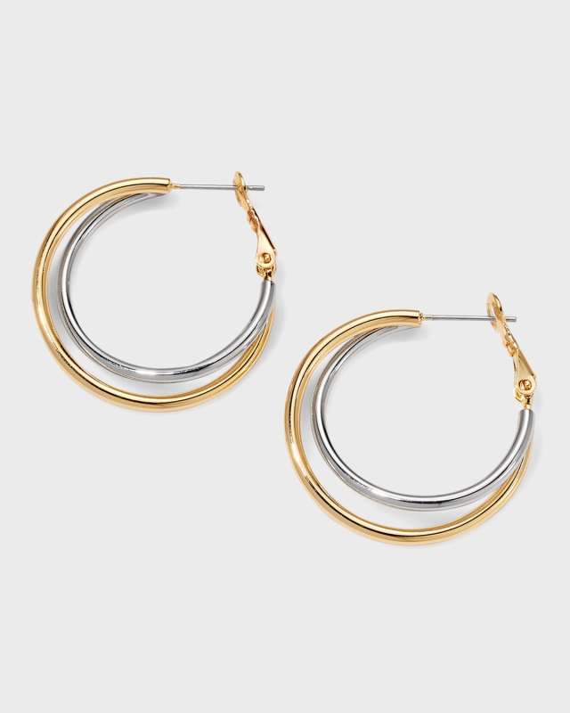 Gold and Silver Twist Hoop Earrings