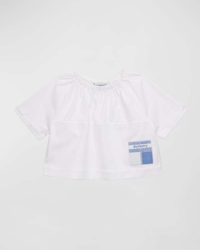 Girl's Lucy Gathered Top W/ Logo Patch, Size 12M-