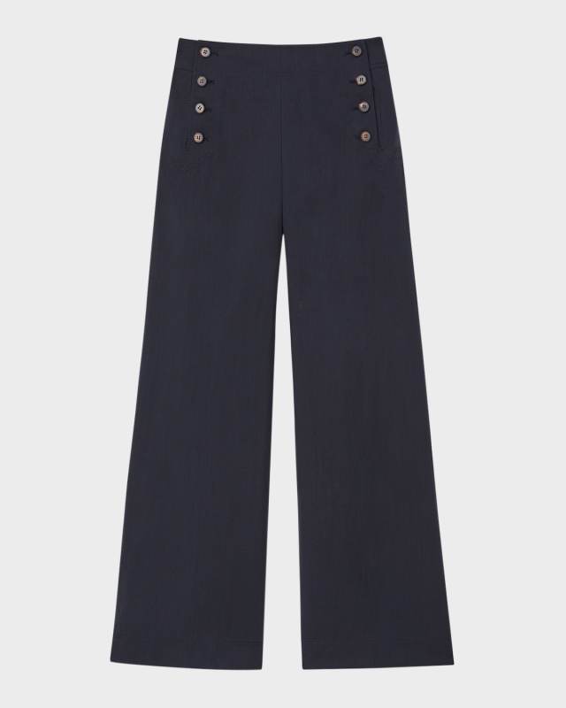 Seabring High-Rise Wide-Leg Cotton Twill Pants