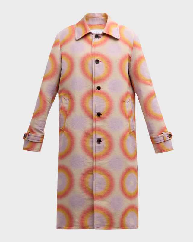 Groovy Dot Single-Breasted Long Car Coat