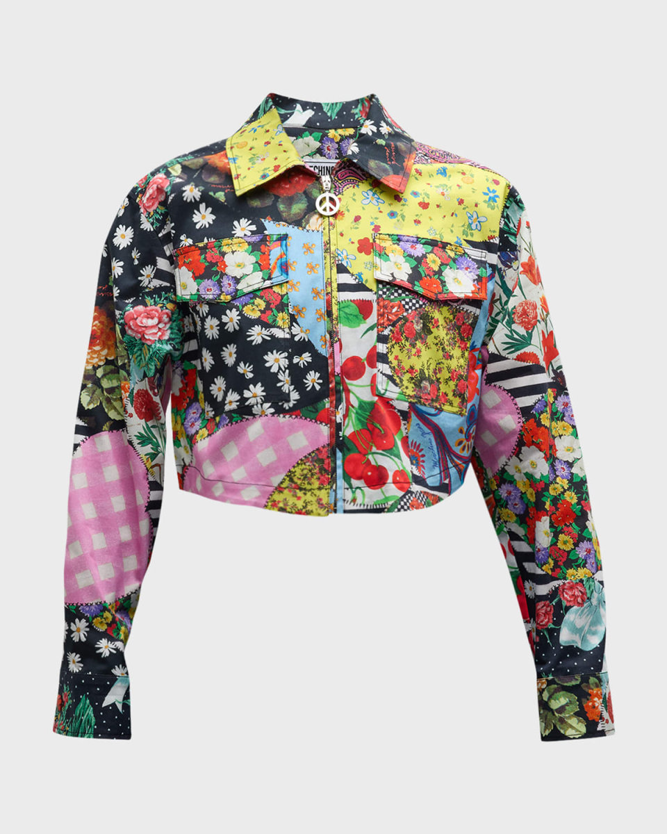 Cropped Archive-Print Jacket