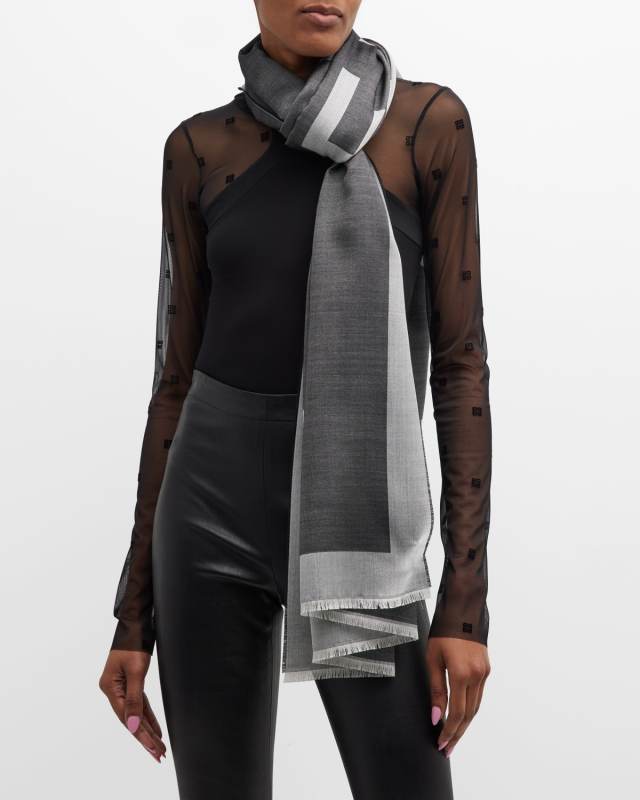 Logo Woven Silk-Wool Scarf