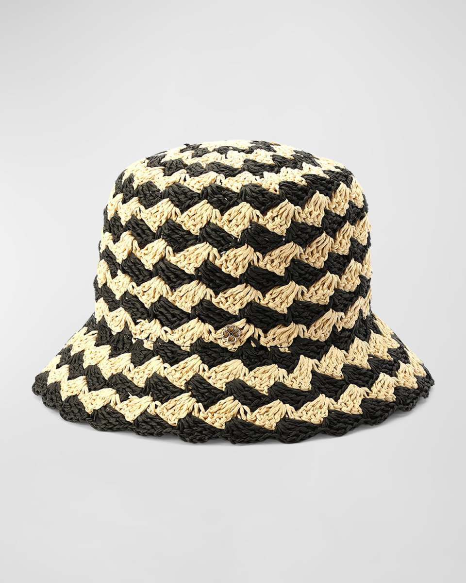 seaside stripe crochet bucket hat