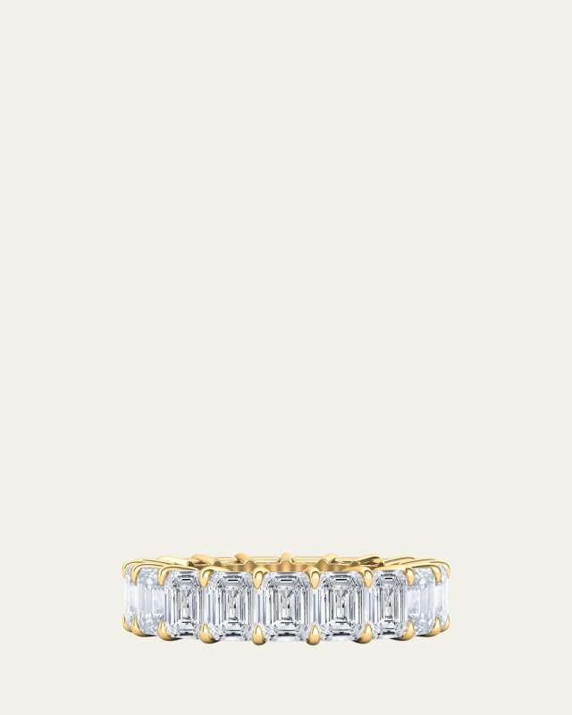 18K Emerald Cut Lab Grown Diamond Eternity Band, 6.6tcw