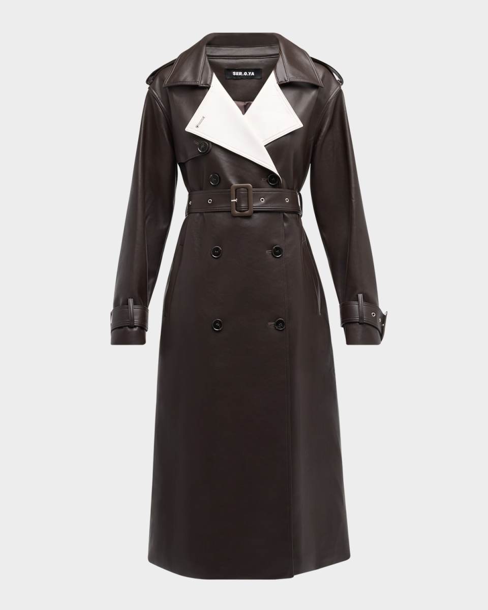 Estelle Vegan Leather Trench Coat