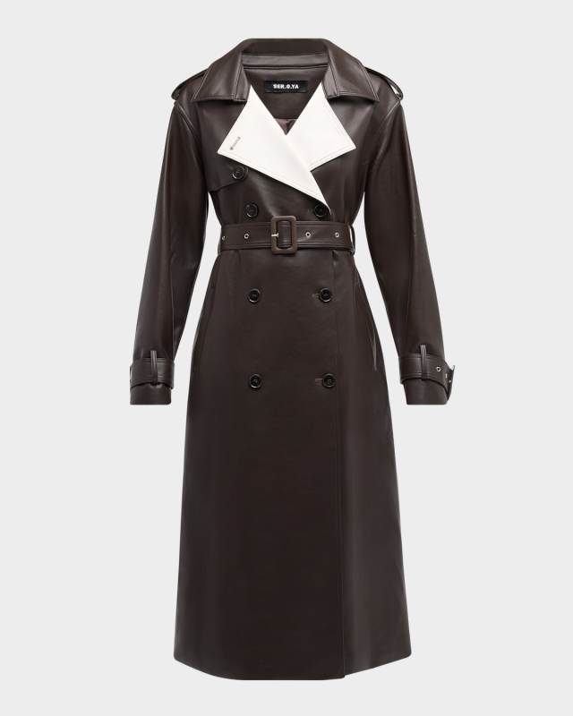 Estelle Vegan Leather Trench Coat