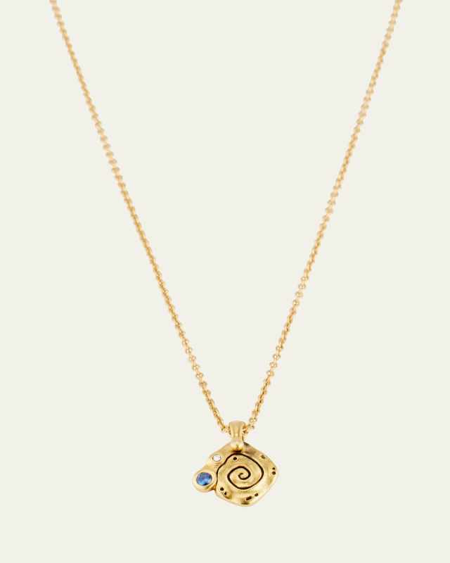 Floral 18K Gold, Sapphire and Diamond Pendant
