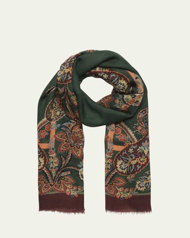 Floral Wool-Cashmere Scarf