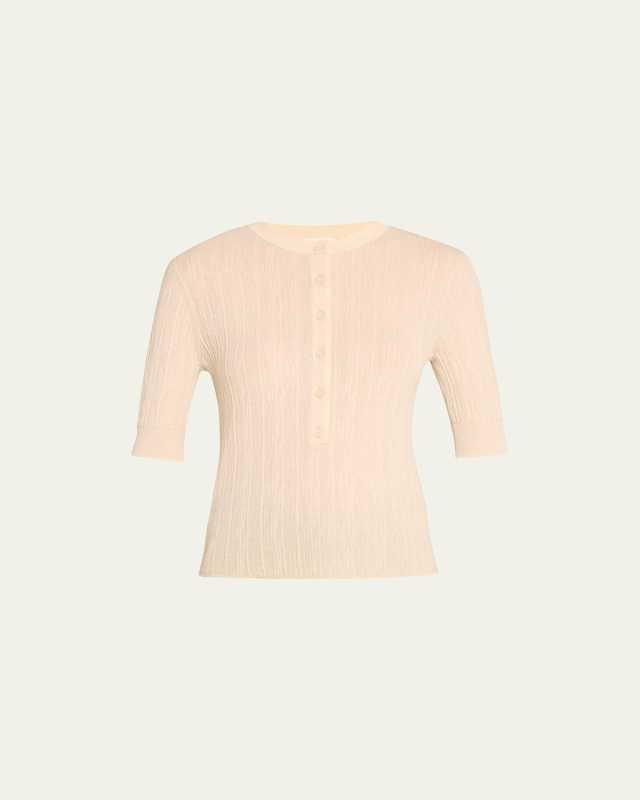 Fisher Pleated Button-Front Top