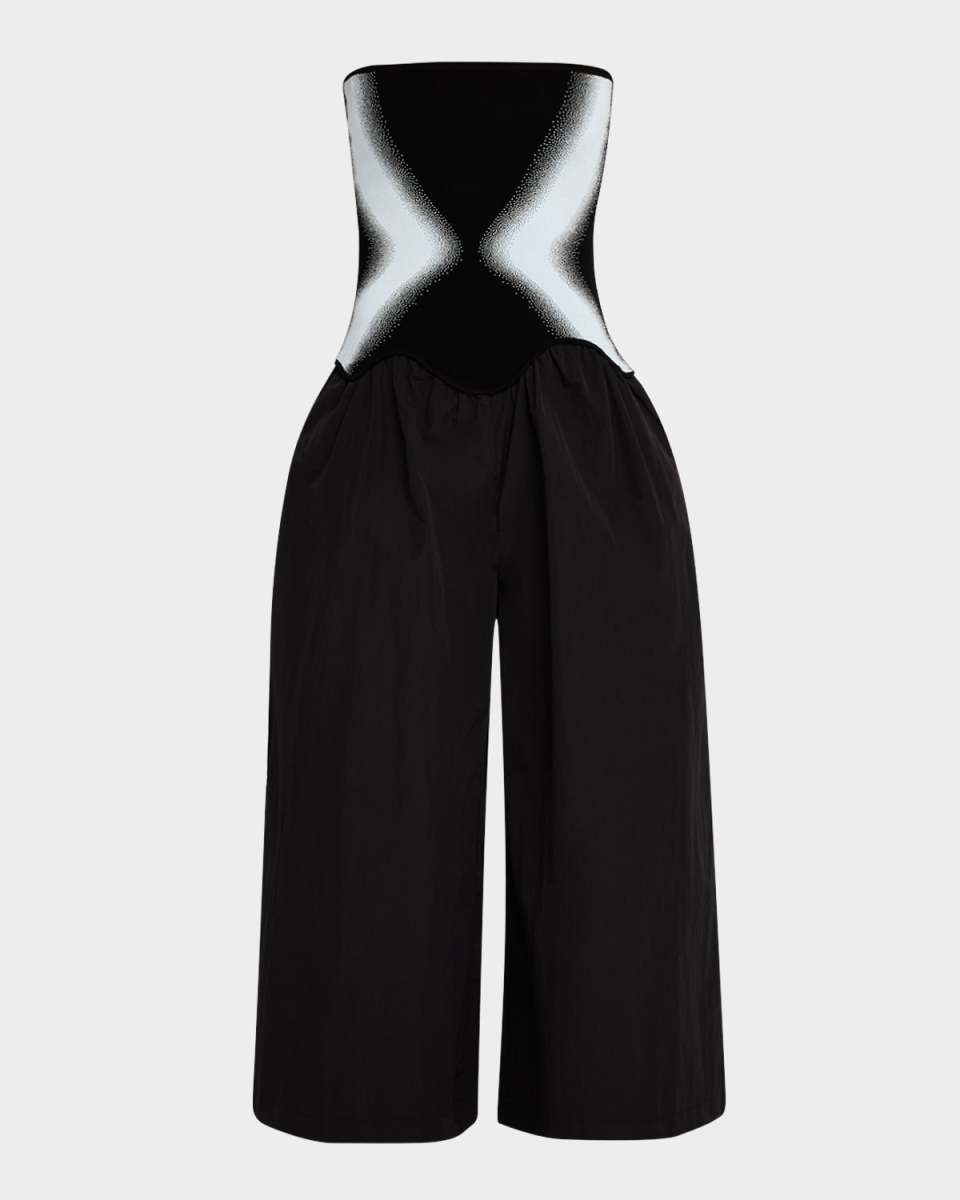 Elsa Strapless Mixed Media Jumpsuit