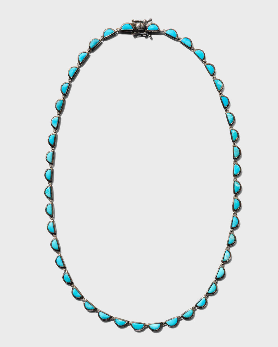 Small Scallop Riviere Necklace in Turquoise
