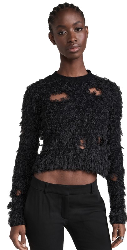 Acne Studios Hairy Web Crew Neck Sweater Black