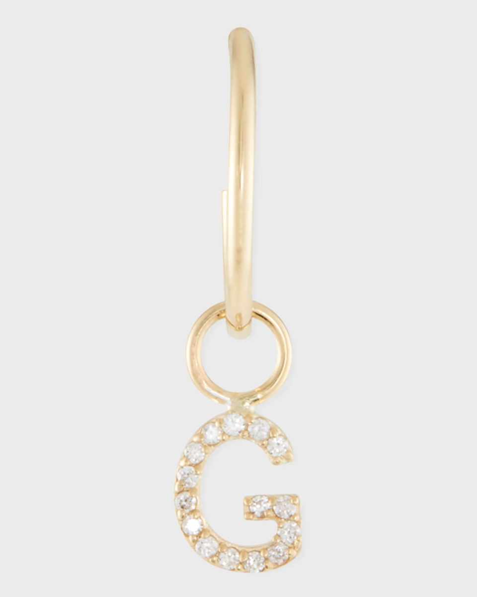 Mini Amelia 14K Gold Diamond Initial Drop Earring (Single)
