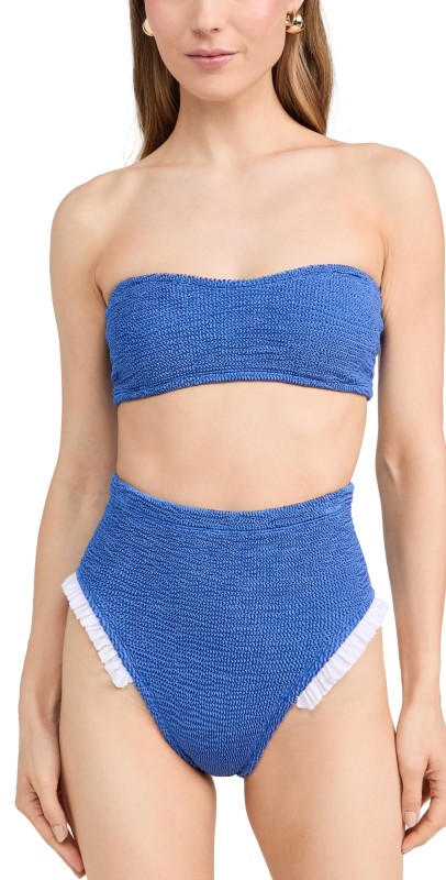 Hunza G Swimwear Set Metallic Denim/Whit