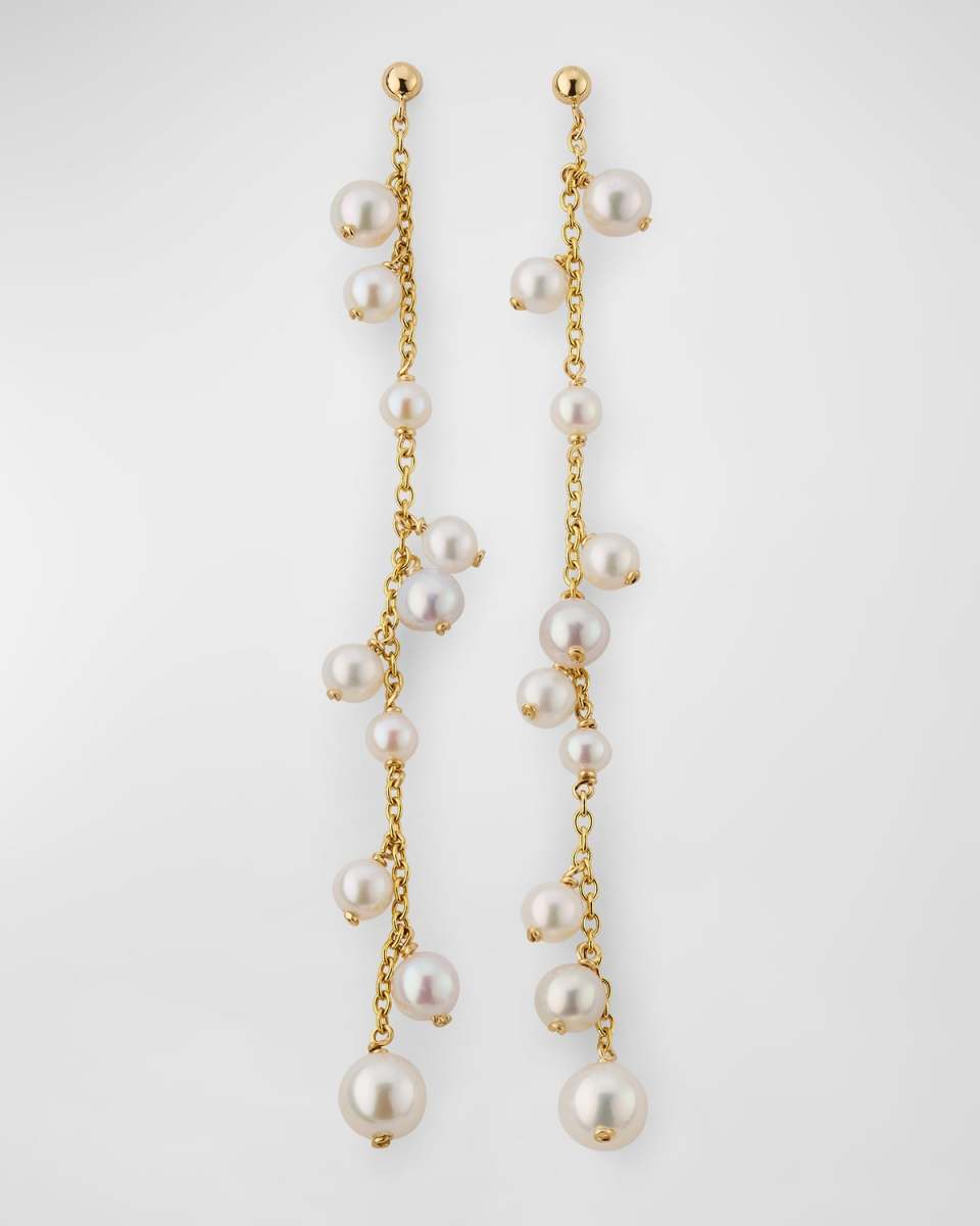 14K Pearl Bubble Linear Drop Earrings