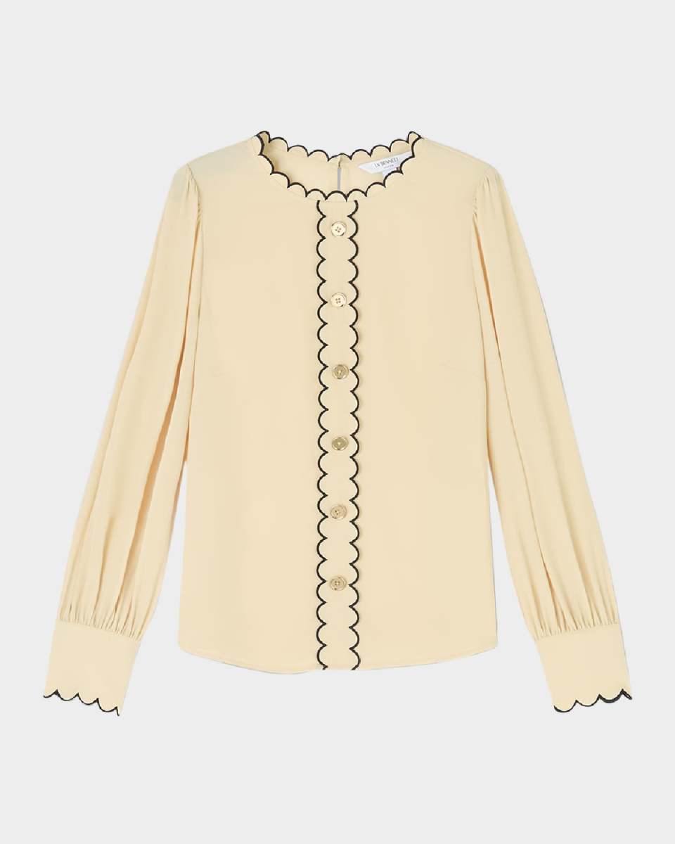 Jemima Scalloped Faux-Button Blouse