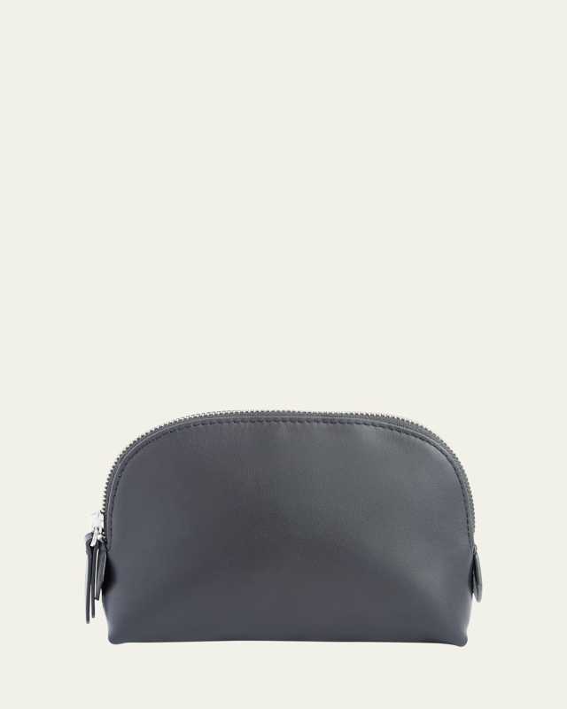 Monogrammed Compact Leather Cosmetic Bag