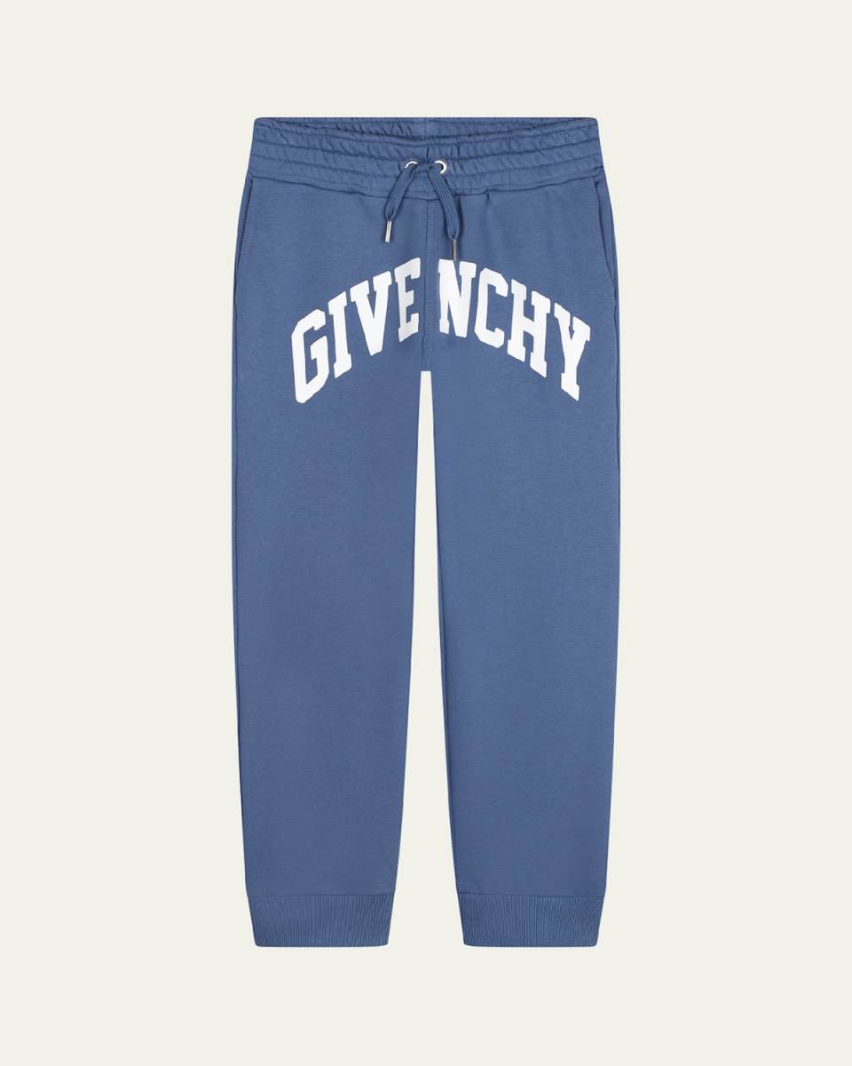 Boy's Curved Logo-Print Joggers, Size 8-14