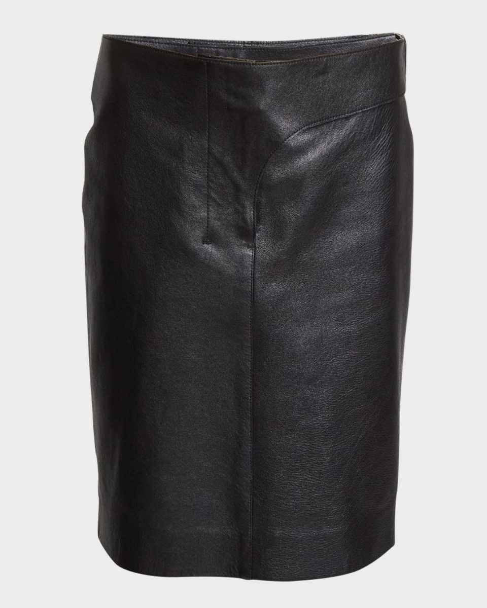 Obra Straight Leather Skirt