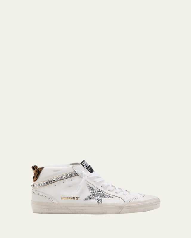 Mid Star Wing-Tip Crystal Leather Sneakers