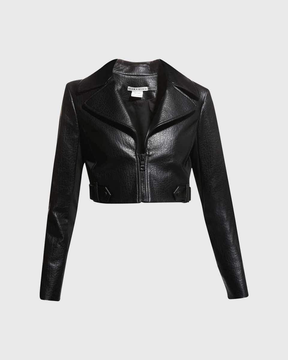 Yardley Vegan-Leather Cropped Jacket