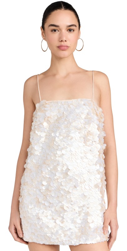 Retrofête Eleanora Sequin Dress Beige/White