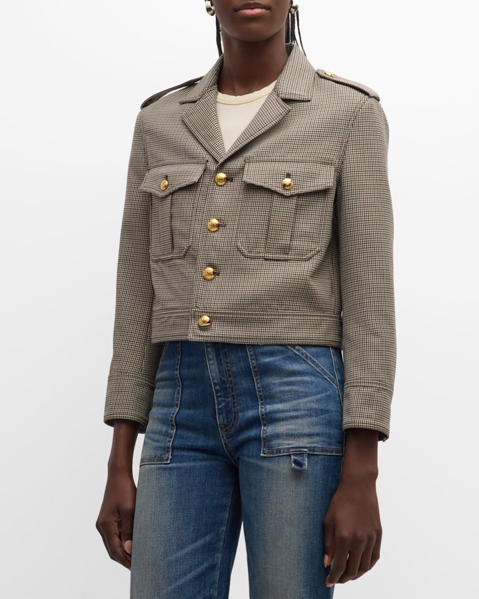 Lise Check Crop Military Blazer