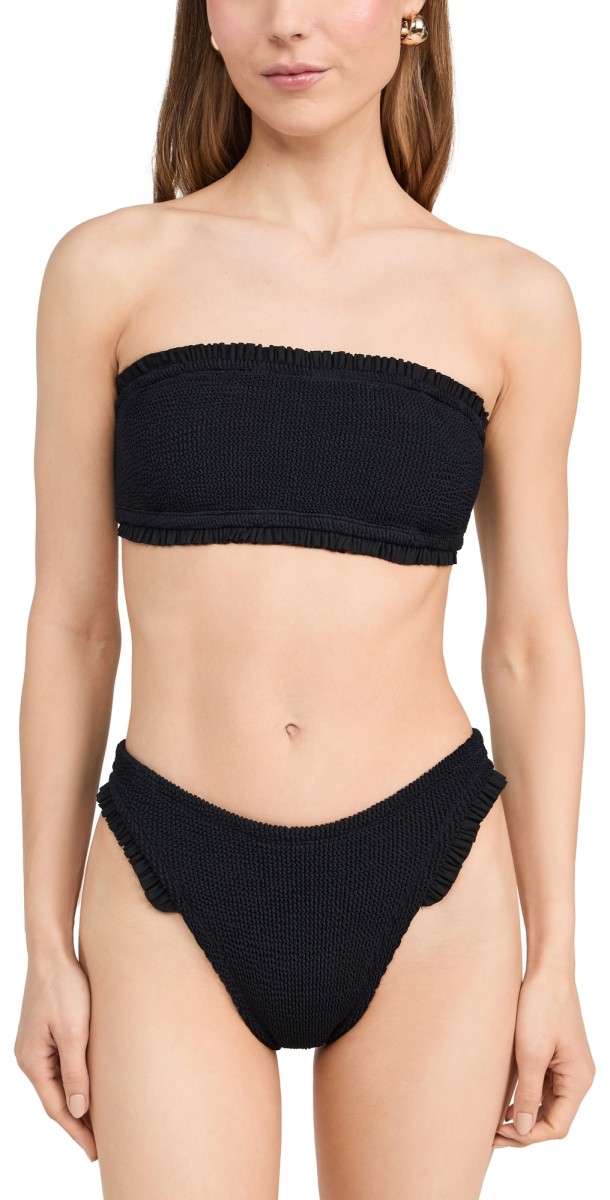 Hunza G Tracey Frill Bikini Set Black/Black