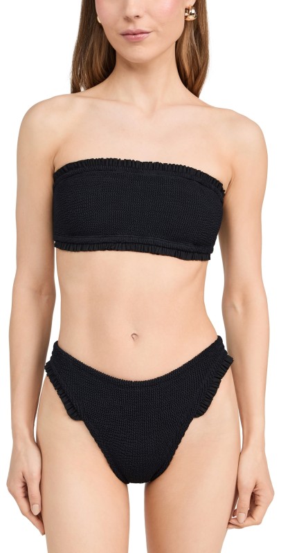 Hunza G Tracey Frill Bikini Set Black/Black