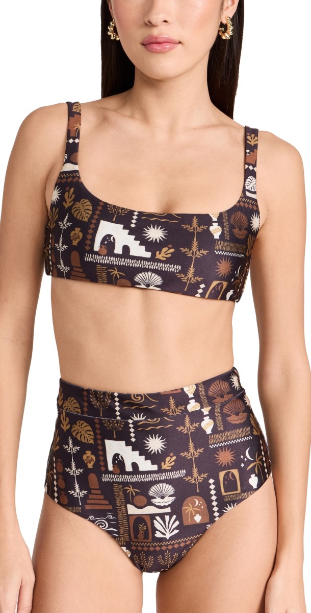 MINKPINK Makai Bikini Top Black/Print