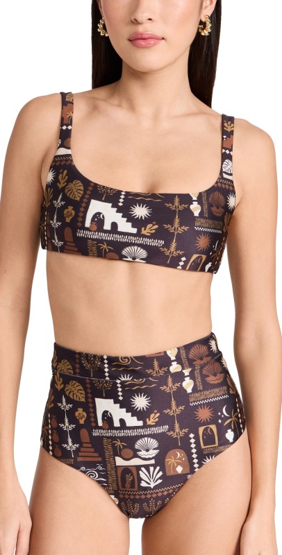 MINKPINK Makai Bikini Top Black/Print