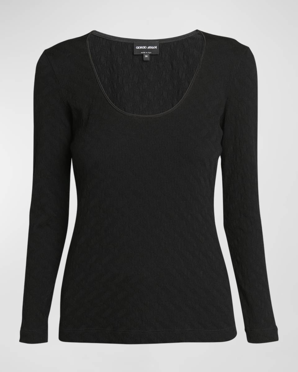 Textured Jersey Long-Sleeve Top