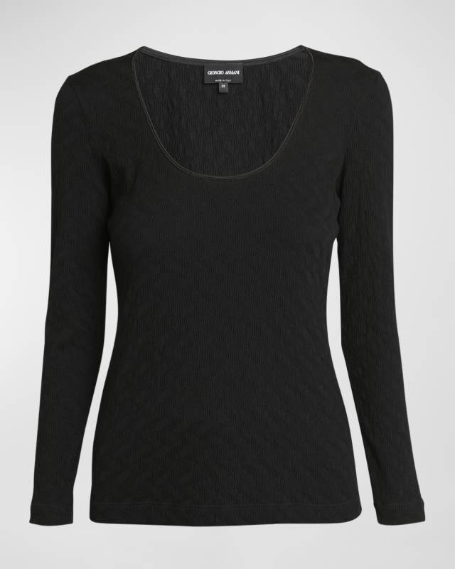 Textured Jersey Long-Sleeve Top