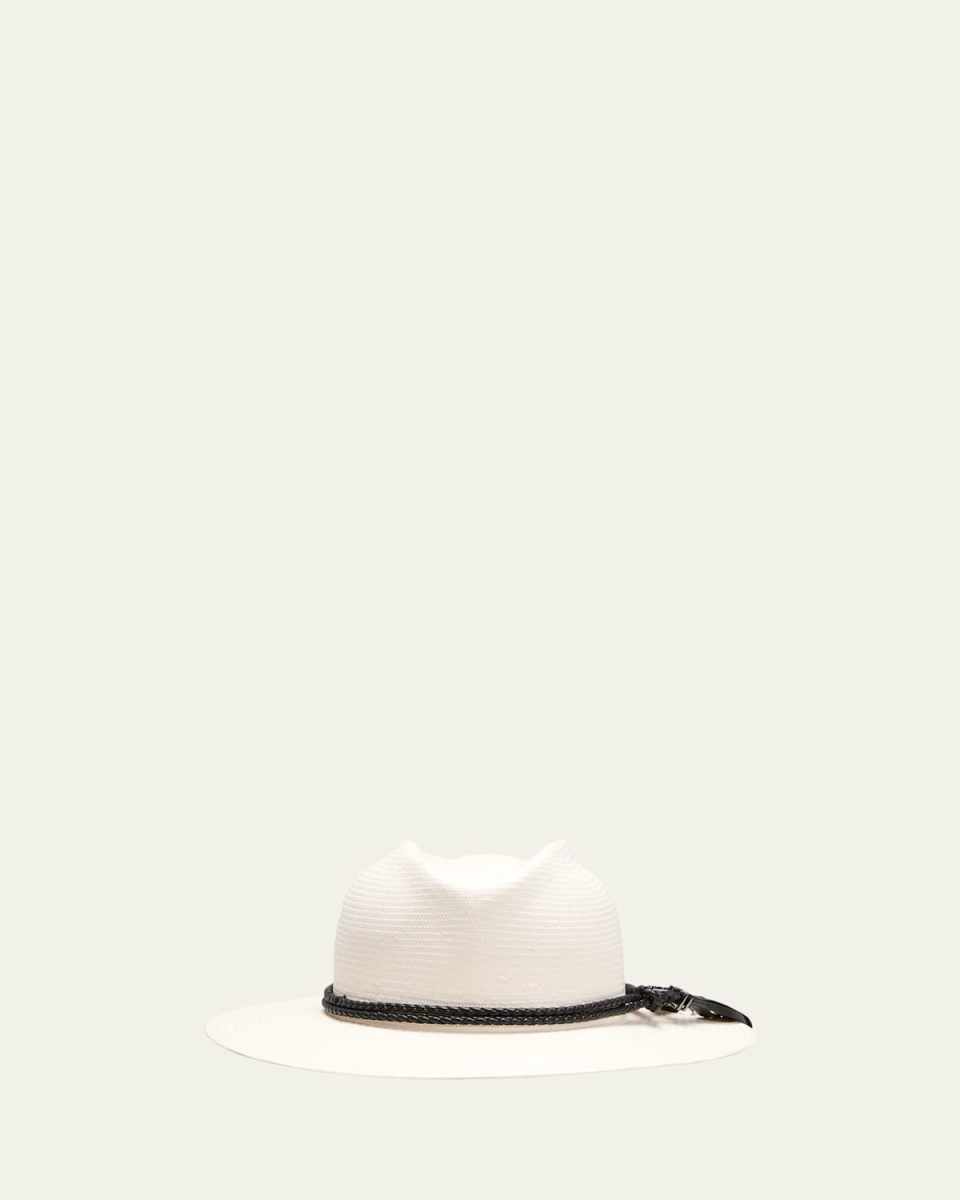 Elfi Straw Fedora With a Braided Leather Band
